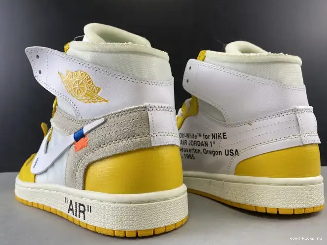 Rep x NRG Yellow-Cone Off-White Jordan Dark Powder Air 1 AQ0818-149 White 0423